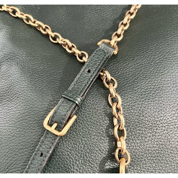 Dolce and Gabanna Fold Over Pebbled Leather Dark Green - Picture 8 of 13